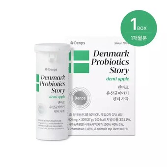 덴프스 덴마크 <b>유산균</b>이야기 덴티 사과 30정