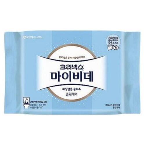 유한킴벌리 크리넥스 마이비데 클린케어 화장실용 물티슈 리필형 50매 (12팩)