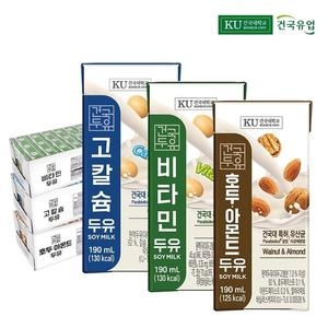 건국두유 고칼슘 두유 190ml 24개 + 비타민 두유 190ml 24개 + 호두 아몬드 두유 190ml 24개