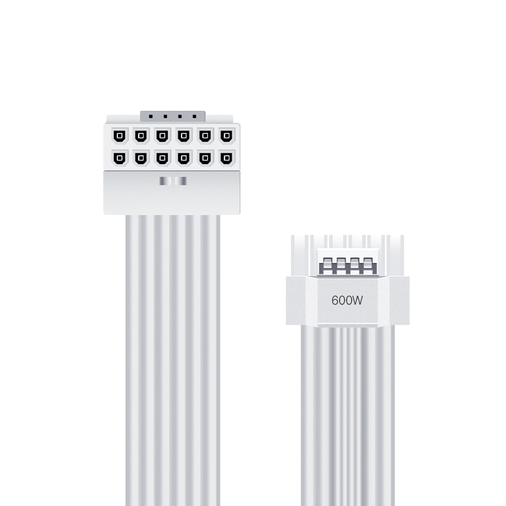 마이크로닉스 12V-2x6 RVS 90도 다이렉트 케이블 (0.7m, 화이트)_이미지