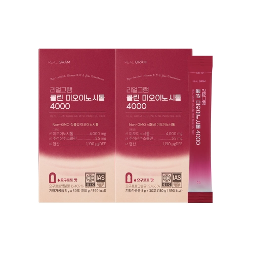 리얼그램 콜린 미오이노시톨 4000 5g 30포 (2개)
