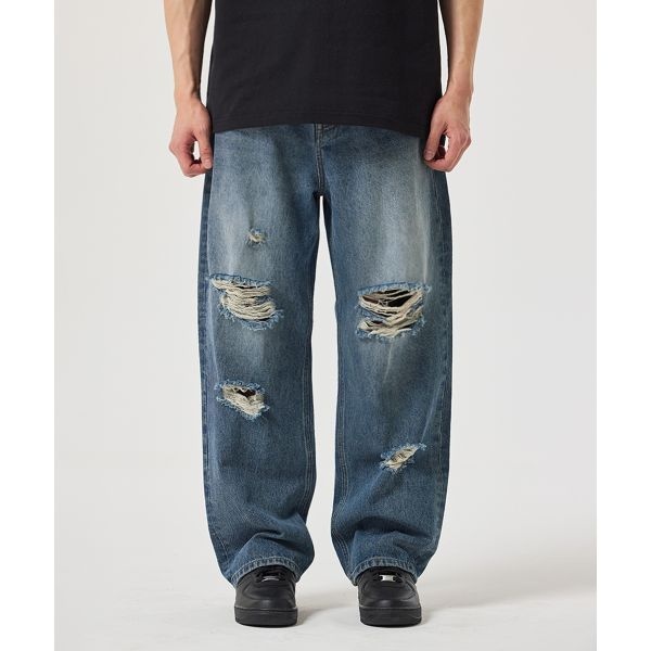 LEE ltgt 맨 릴랙스드핏 데미지 데님 팬츠 인디고 미듐 LE2401IP39IM 238599