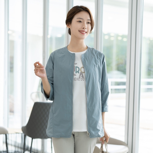 모슬린 엄마옷 7부 면 라운드 점퍼 JP613360 중년여성/50대/60대/70대/빅사이즈/할머니옷_이미지