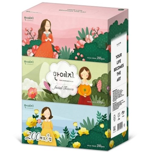 캐릭터 미용티슈 200매 (3입)