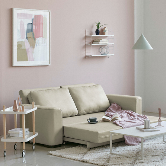  한샘 매그 라운지 가죽 소파베드 3인용