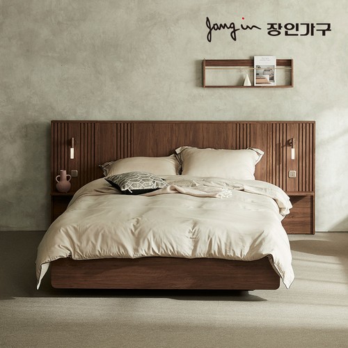 장인가구 로시 라이트 템바보드 호텔식 LED침대 SS+협탁 (라텍폼스7존독립)_이미지