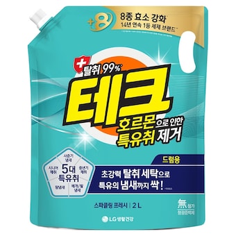 테크 호르몬 특유취 제거 <b>액체</b><b>세제</b> 드럼용 리필 2L