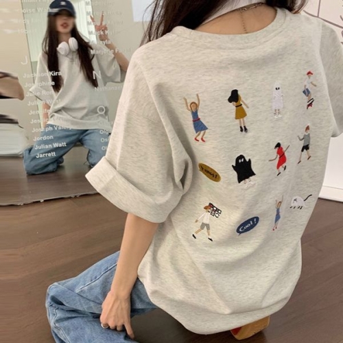패션라인 BL10260_캐릭터무드반팔티/반팔티/캐주얼룩/오버핏코디/일러스트티/꾸안꾸_이미지