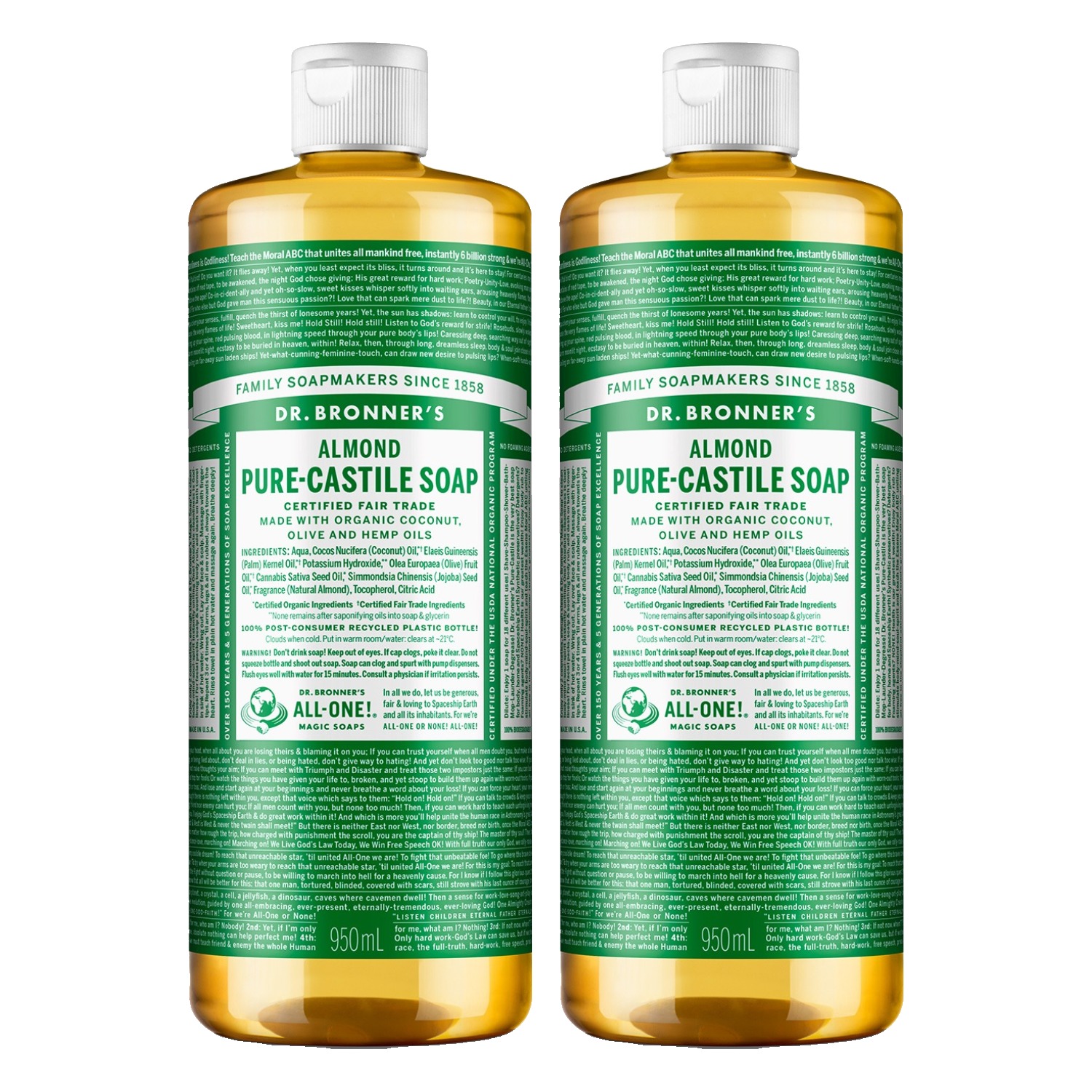 닥터브로너스 아몬드 퓨어 캐스틸 솝 950ml (2개)_이미지