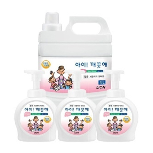 아이깨끗해 핸드워시 대용량 리필 4L x 1개+펌프용기 490ml x 3개 (1세트)_이미지