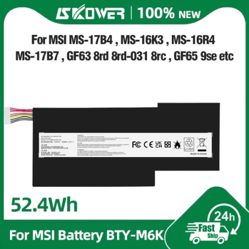 MSI BTY-M6K 노트북 호환 MS-17B4 MS-16K3/R4 GF63 8RC GF75 GF65