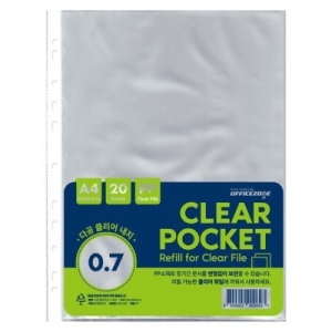 오피스존 OEM 클리어화일 두꺼운 속지 내지 20매 A4 0.7T 리필