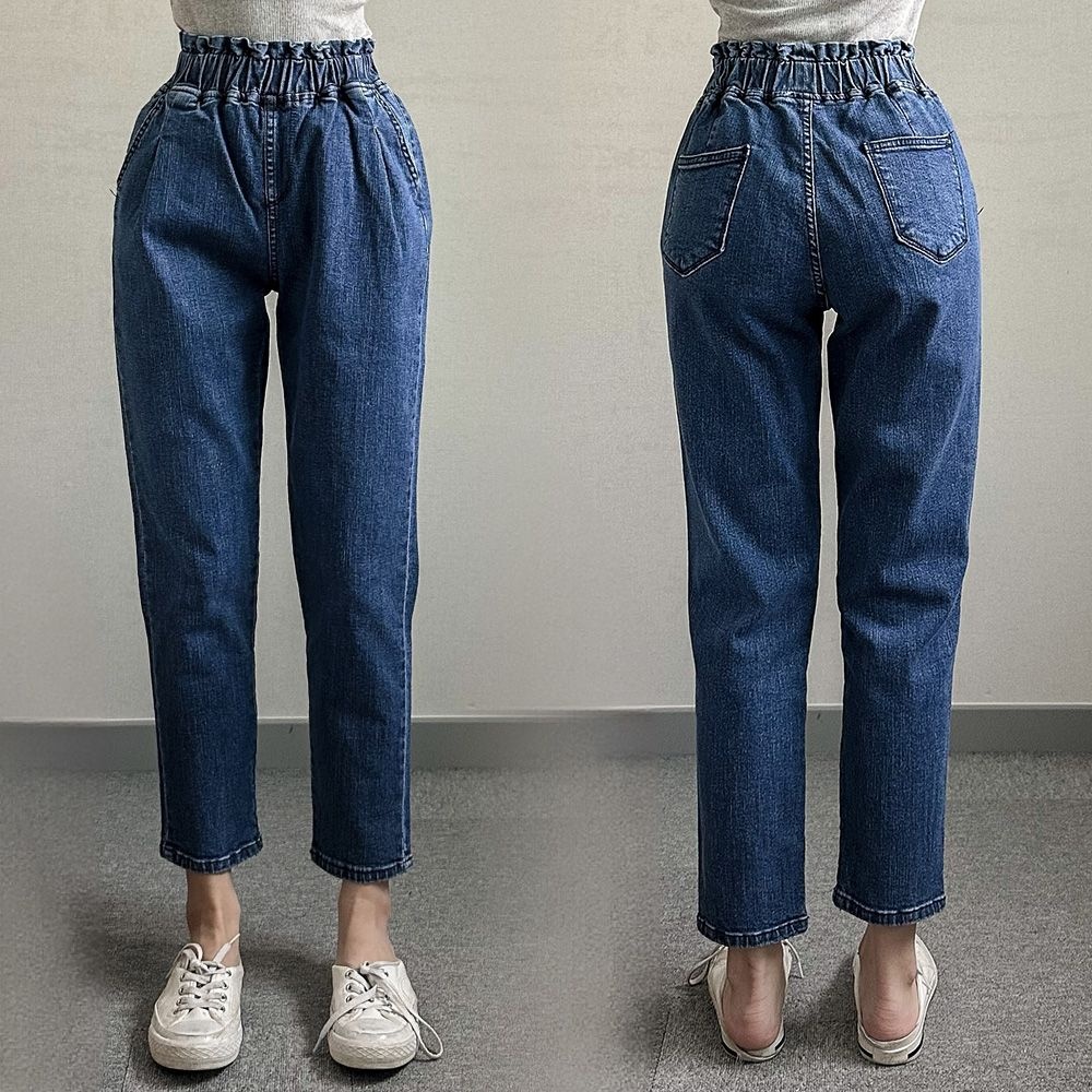 빅사이즈바지 P102L603 하이웨스트데님배기팬츠 LO