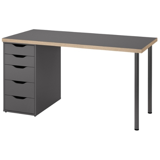 이케아 락캅텐 책상+알렉스 서랍장 (1400x600)