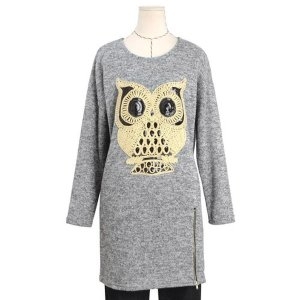 금사 부엉이자수 밑단지퍼 롱니트 CADJ-NI004