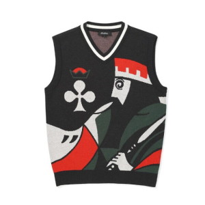 말본골프 시즌 아트웍 자카드 니트 베스트 M5321PKV21BLK