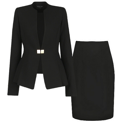비비드 시크릿가너 노카라 사각단추 정장자켓+정장스커트 세트_이미지