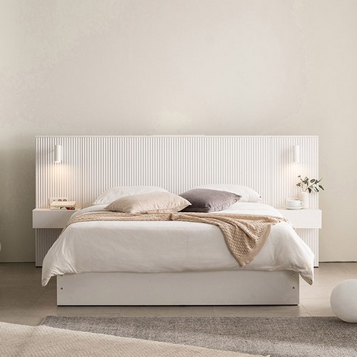 스칸디아 에센셜 템바보드 호텔 수납 LED침대 LK+협탁2개 (매트별도)