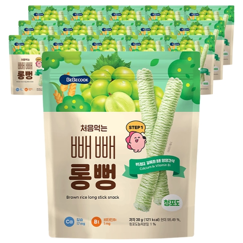 베베쿡 처음먹는 빼빼롱뻥 청포도 30g (1개)