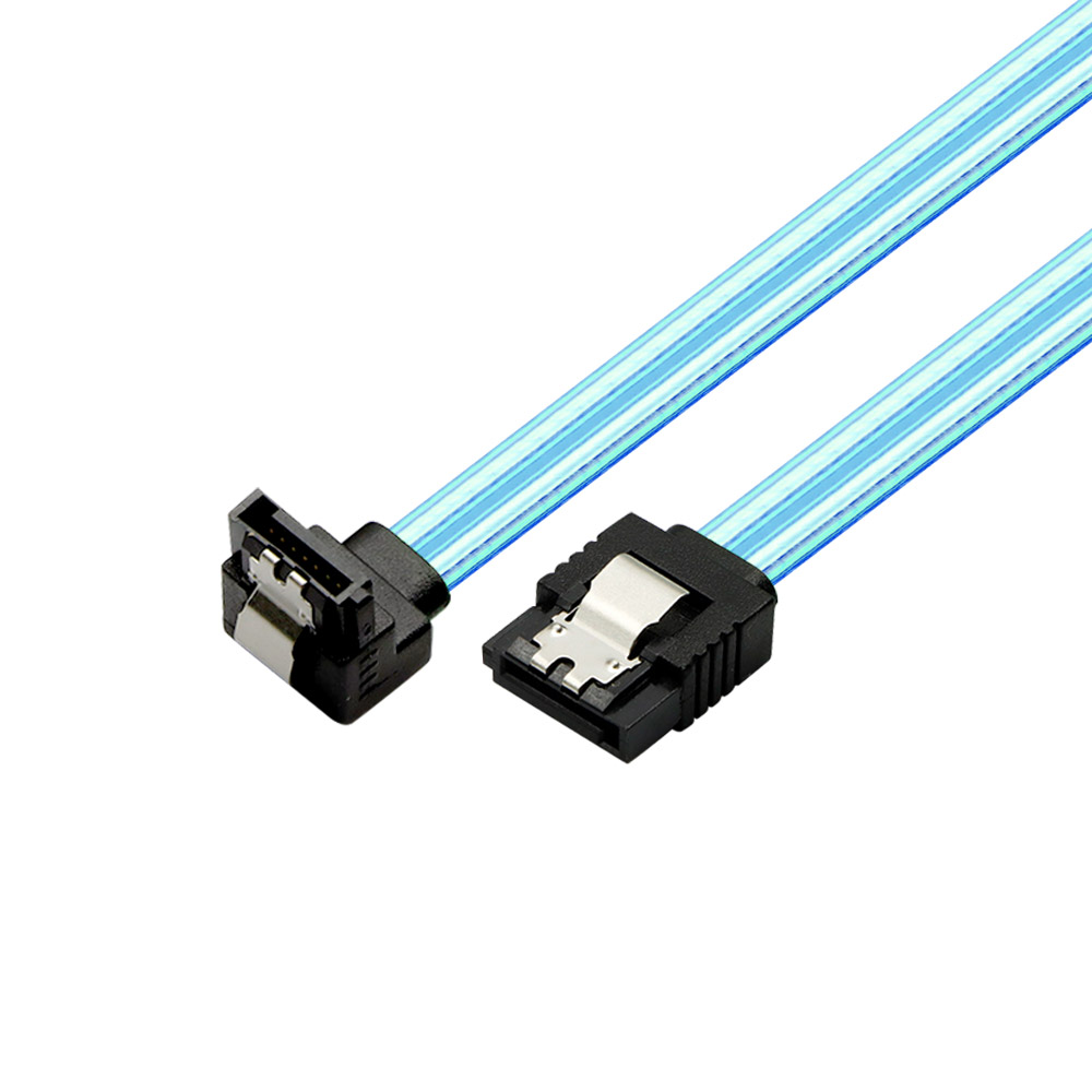 SATA3 케이블 ㄱ자 투명 블루