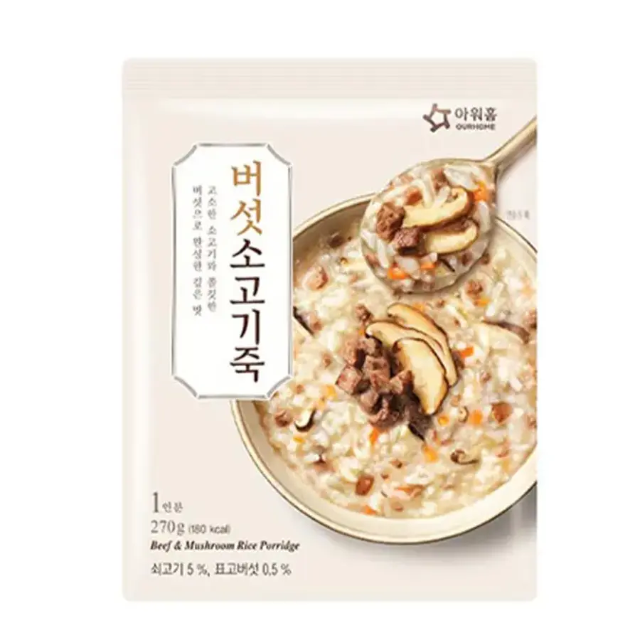 아워홈 바로 버섯 소고기죽 270g이미지입니다. 누르면 해당 게시물로 새창이동합니다.
