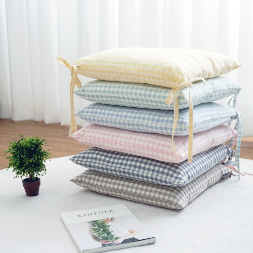 멜란 워싱 면 끈 달린 의자 방석 커버