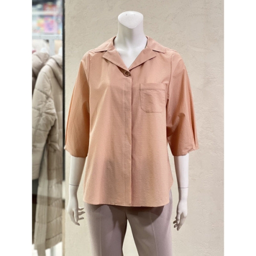 벨리시앙 오픈 칼라 턱 슬리브 블라우스 BL3231OR_이미지