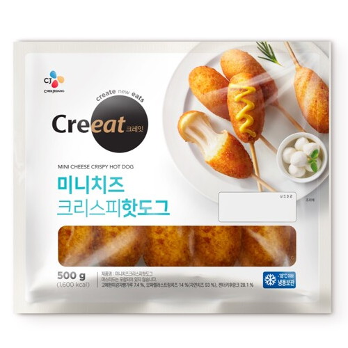 CJ제일제당 크레잇 미니 치즈 크리스피 핫도그 10개입 500g이미지입니다. 누르면 해당 게시물로 새창이동합니다.