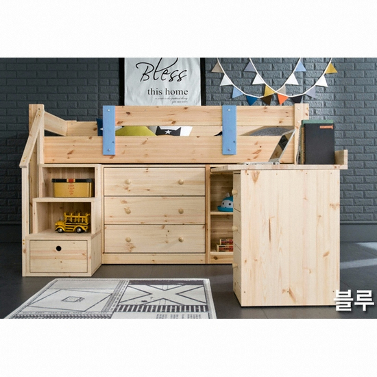 웰하우스 디오 원목 책상서랍 벙커침대 S (매트별도)_이미지