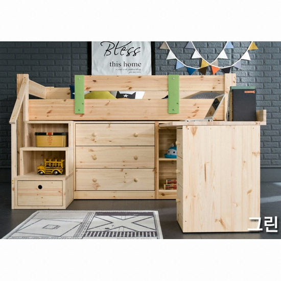 웰하우스 디오 원목 책상서랍 벙커침대 S (매트별도)_이미지