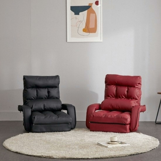 BLMG블루밍홈 루카 포켓 등받이 가죽 좌식소파 1인용_이미지