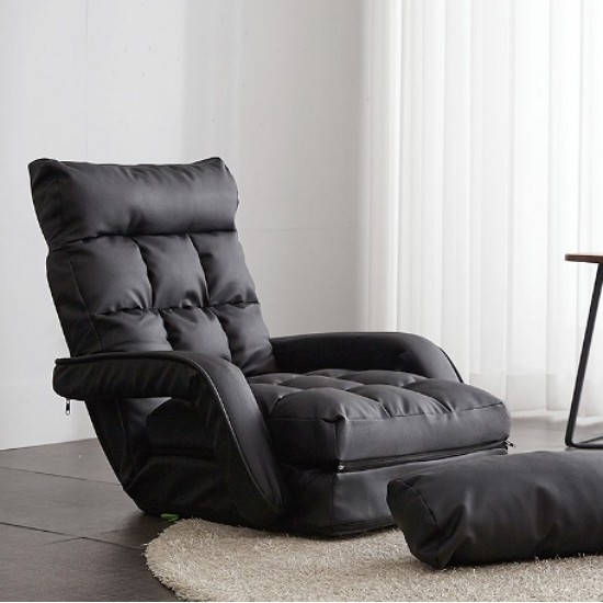 루카 포켓 등받이 가죽 좌식소파 1인용