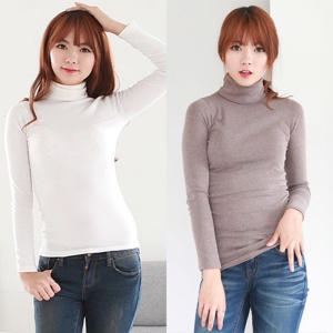 아이우먼 슬림면스판폴라긴팔티 DK7125M110 빅사이즈_이미지