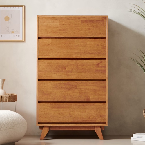 나누벨 발리 5단 고무나무 원목 서랍장 800