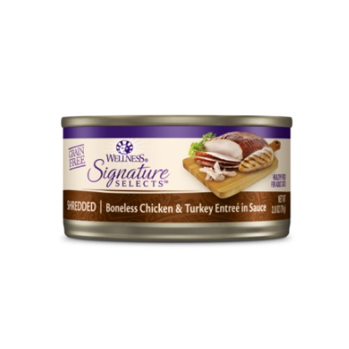 유한양행 웰니스 캣 코어 시그니쳐 셀렉트 슈레드 닭고기와 칠면조 캔 79g (12개)