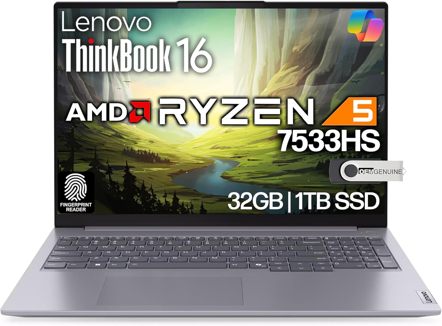 씽크북 16 G7 비즈니스 노트북 16인치 FHD+ AMD 라이젠 5 7533HS 32GB DDR5 1TB