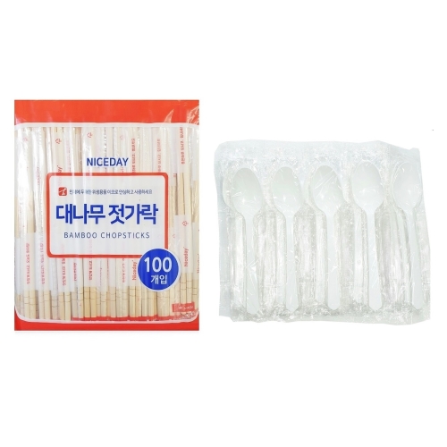 생활을그리다 대나무 젓가락 100p + 다회용 스푼 화이트 50p 1세트이미지입니다. 누르면 해당 게시물로 새창이동합니다.
