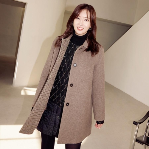  베스띠벨리 울블랜디드 멜란지 하프코트 BHHRX26490 55 밤색프린트