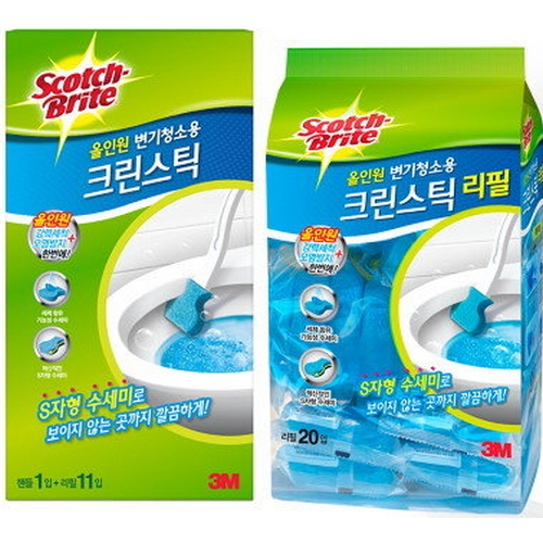 스카치브라이트 올인원 변기청소용 크린스틱 (본품1개 + 리필31개)_이미지