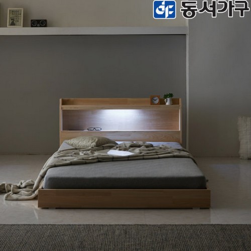 파로마 네오 솔라크 편백나무 저상형 원목 LED침대 SS+깔판 (20T라텍스독립)_이미지