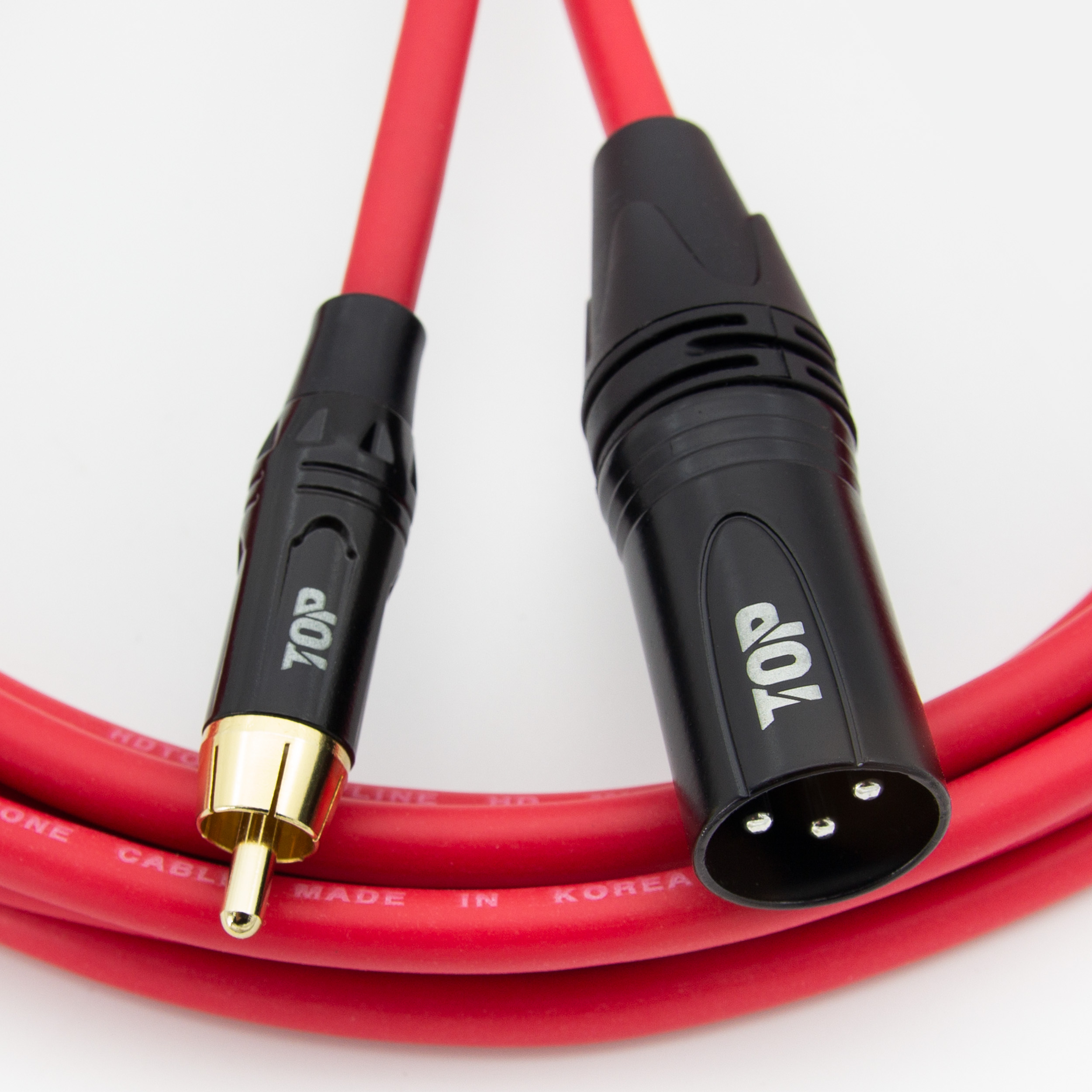 탑라인에이치디 HDTOP RCA 수 to XLR 수 케이블 블랙레드 (20m, HT-TP5973)_이미지
