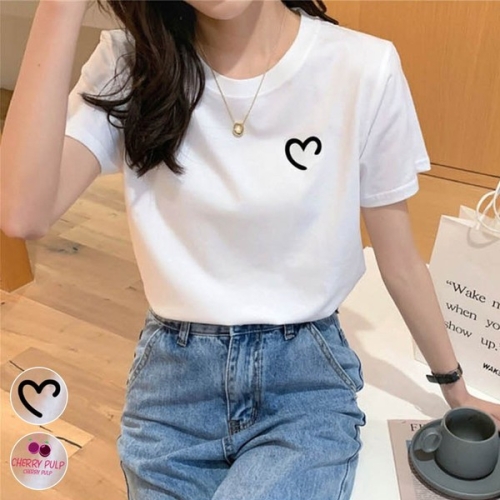  아이우먼 빅사이즈사랑해요 J924L401 데일리라운드체리하트티