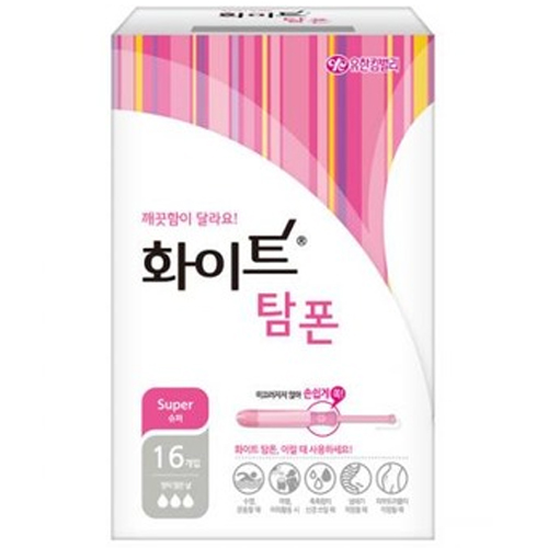 유한킴벌리 화이트 순면 탐폰 슈퍼 16개 (6팩(96개))