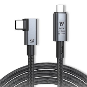 엠비에프 썬더볼트4 40Gbps PD <b>C</b> <b>to</b> <b>C</b>타입 240W ㄱ자형 케이블 MBF-U40R-10