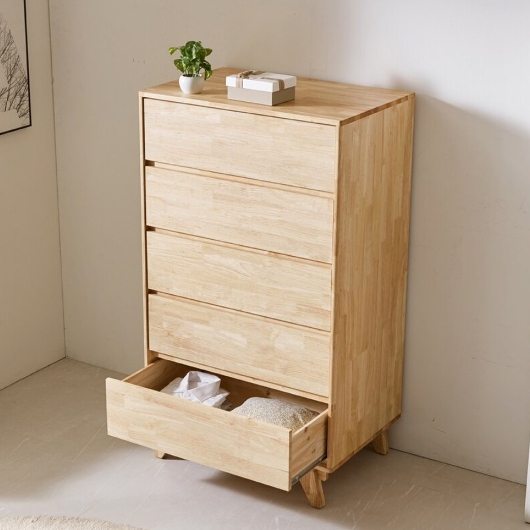 동서가구 네오 네모닉 고무나무 원목 광폭 대형 5단 서랍장 800