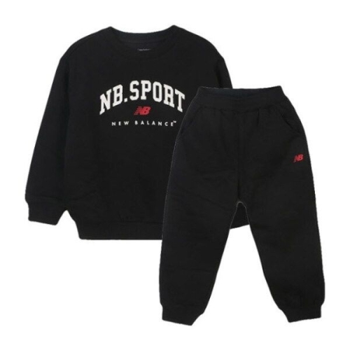  뉴발란스 키즈트레이닝세트 NQJ NK9YFB411U-19 ESSENTIAL 로고 포인트 기모 스웨트 셋업
