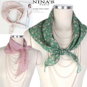 니나스파리 자연인견_미니잔꽃 쿨삼각스카프 N3S105