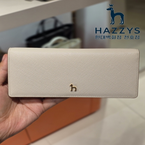 LF 헤지스 여성 아이보리 단색 소가죽 장지갑 HIWA5F162IV