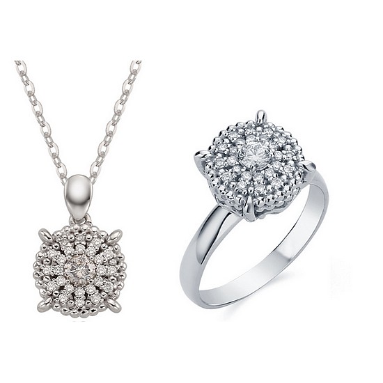 루첸리 18K 소피아 0.1ct 다이아몬드 목걸이 반지세트_이미지