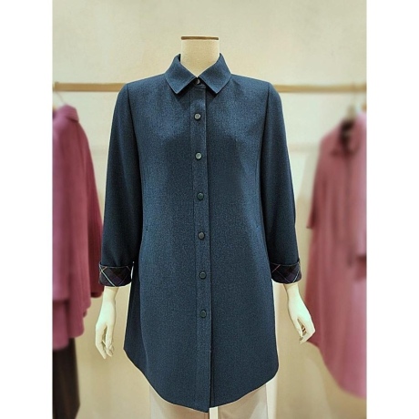 체크배색단색블라우스 RD7-BL250